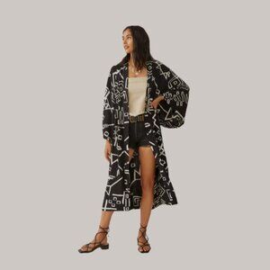 Anthropologie Graphic Kimono, Black, Like New, One Size
